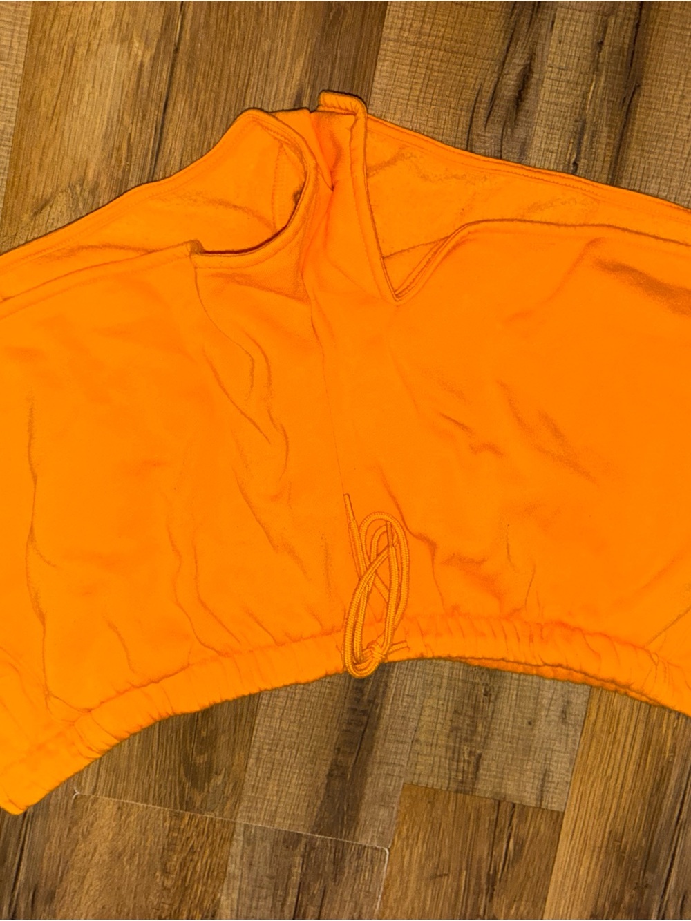 No Boundaries Bright Orange Cropped Tank with Drawstring